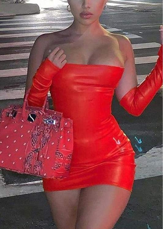 blue dress for baby girl Bad Behavior Faux Leather Bodycon main image 0