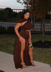 Chocolate Nights Draped Two-Piece Maxi Skirt Set