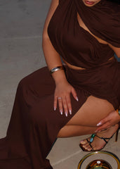 Chocolate Nights Draped Two-Piece Maxi Skirt Set