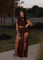 Chocolate Nights Draped Two-Piece Maxi Skirt Set