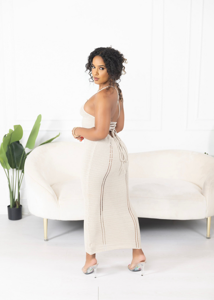 Backless Knit Maxi Dress